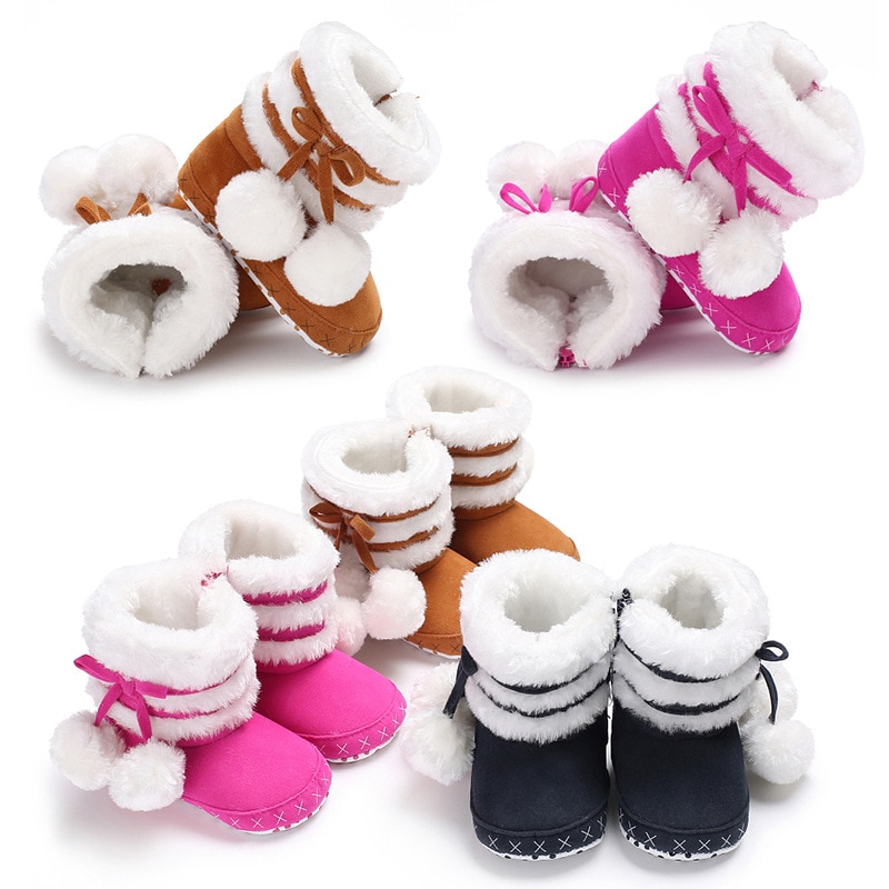 0-18M sevimli kar pamuk sıcak botlar bebek yumuşak Soled yenidoğan kış bebek ayakkabıları kız Anti-kayma noel patik