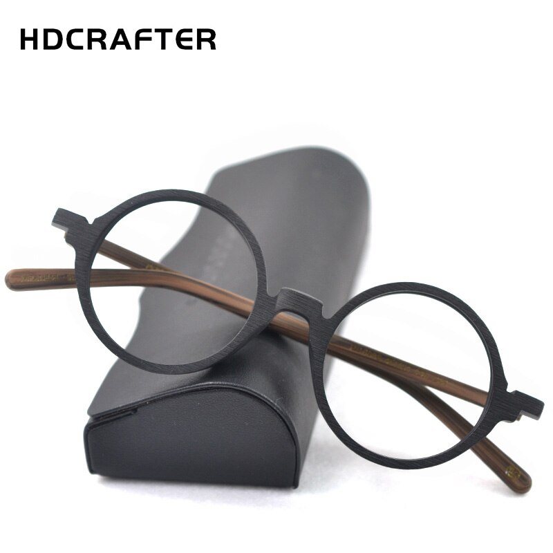 HDCRAFTER Vintage Retro Round Glasses Frames Men Wood Prescription Myopia Hyperopia Optical Eyeglasses Glasses Frame for Women