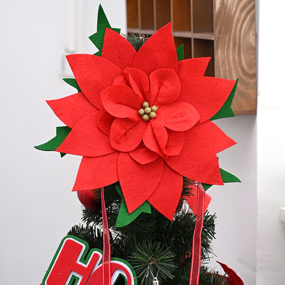 Kerstboom Topper Bloem Non-woven 3D Grote Rode Bloem Kunstmatige Simulatie Bloem Party Jaar Kerst Decoratie