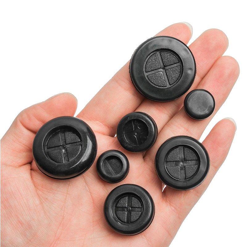 Flexible Rubber Grommet for Cable Hole Cover, Wire Organizer, Cable Pass Through, Round Gasket Black