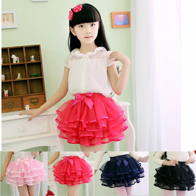 girls tutu skirts baby ballerina skirt childrens chiffon fluffy pettiskirts kids Hallowmas casual candy color skirt