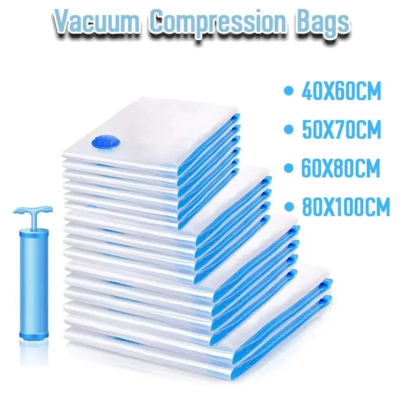 1 Stuks Vacuüm Opbergzakken Garderobe Organizer Vacuüm Seal Zak Ruimtebesparende Zakken Voor Kleding Beddengoed Deken Verpakking Opslag