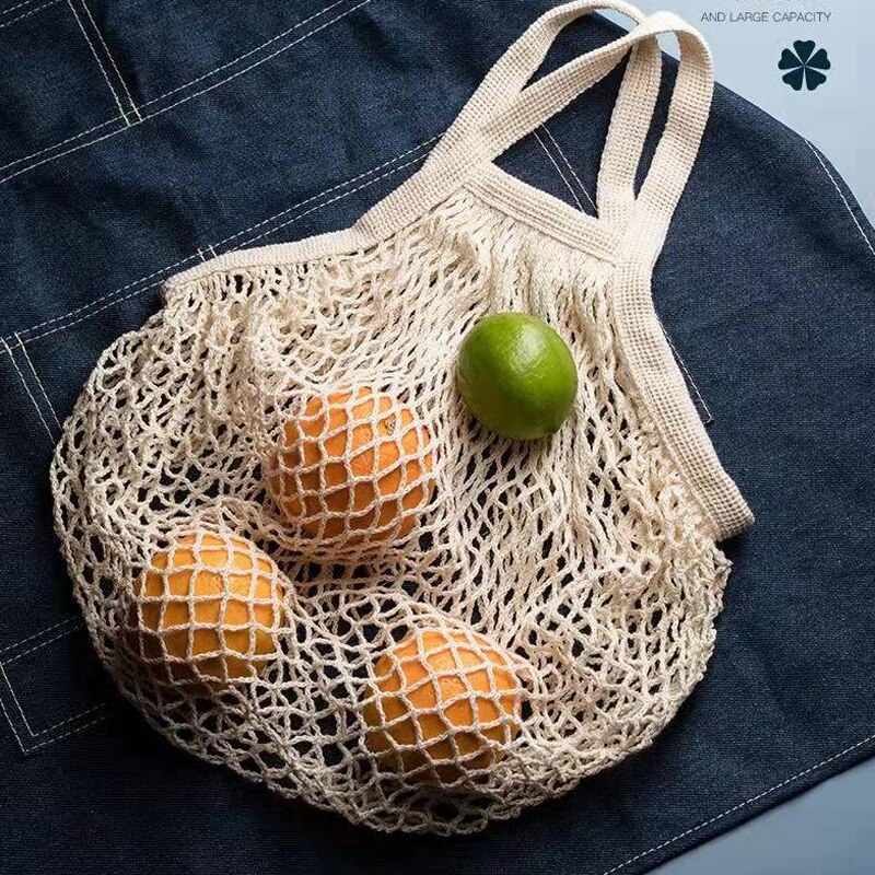 Tragbare Lebensmittel Taschen für Obst Gemüse Tasche Waschbar Baumwolle Gittergewebe Schnur Organische Organizer Wiederverwendbare Handtasche Tuch Einkaufstasche