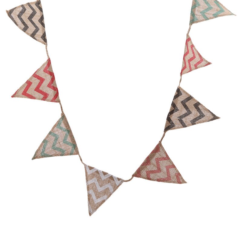 Mini Triangle Wavy Bunting Banners Burlap Jute Flags Christmas Wedding Party Hanging Decoration Bunting Banners