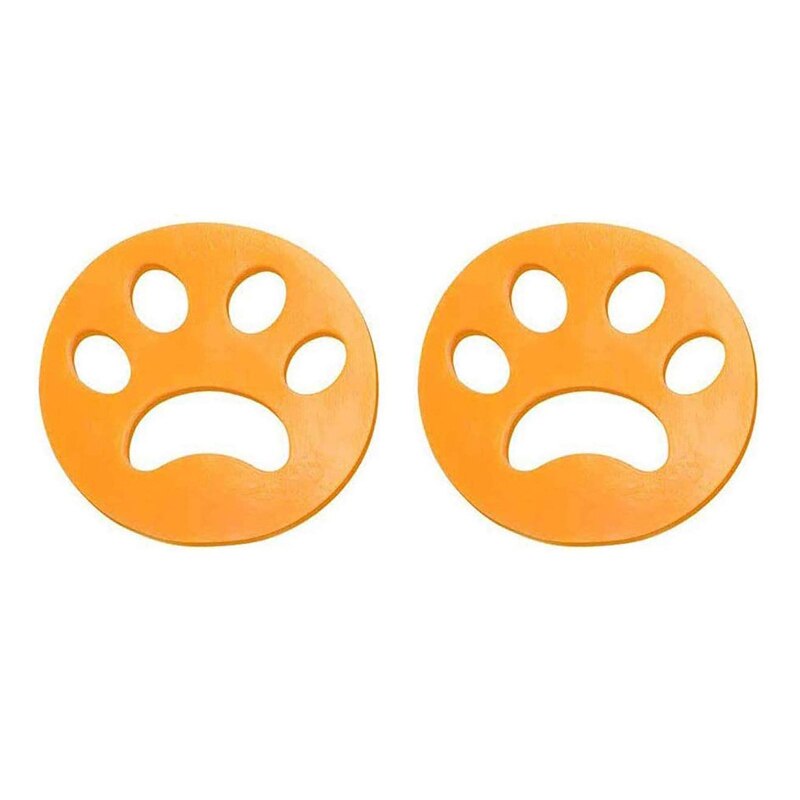 Reusable Silicone Brush Hair Remover Pad Dog Fur Sticker Catcher Cleaning Washing Machine Pet Accessories Clothes Cleaning Tool: Circle-Orange-2pcs