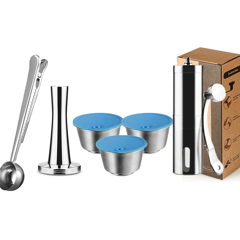 Refillable For Dolce Gusto Capsule Silicone Sleeve Stainless Steel Metal Dolci Gusto Coffee Maker Coffee Scoop Tamper i Cafilas: Gold