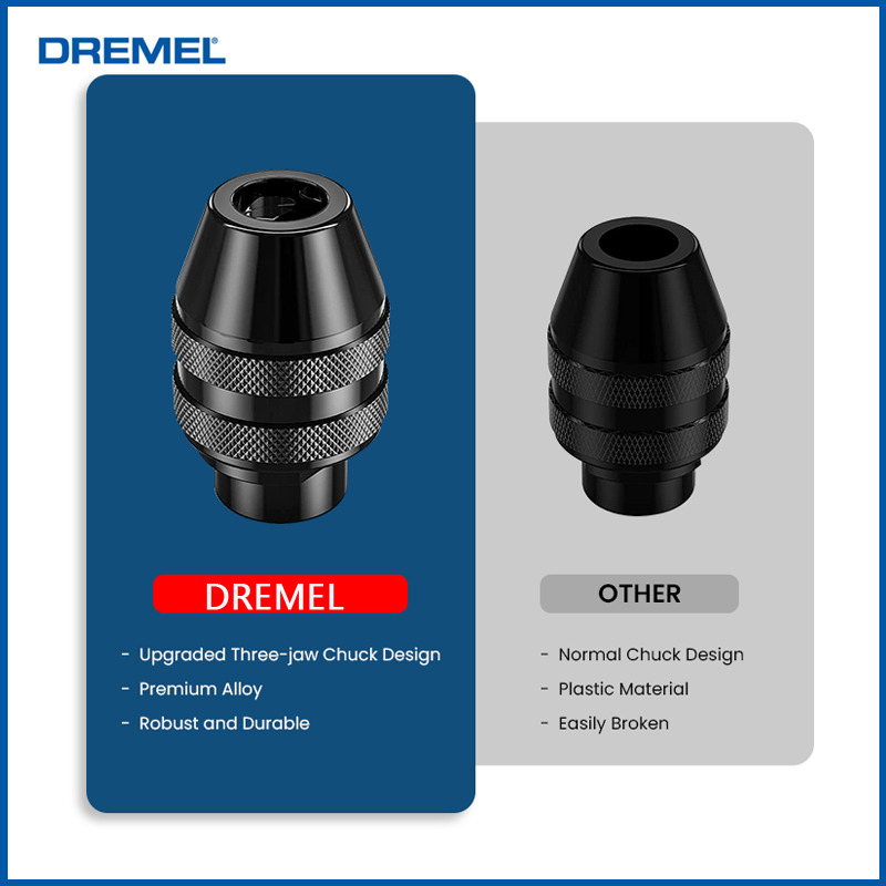 Dremel 4486 Bohrfutter, schlüssellos, Schnellwechsel-Multi-Bohrfutter, 0,8–3,2 mm, für Dremel Elektro-Drehwerkzeuge 3000 4000 8220 8100