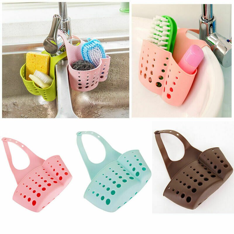 Sponshouder voor de gootsteenkraan aan de zijkant van de keuken, plastic sponshouder voor de gootsteen