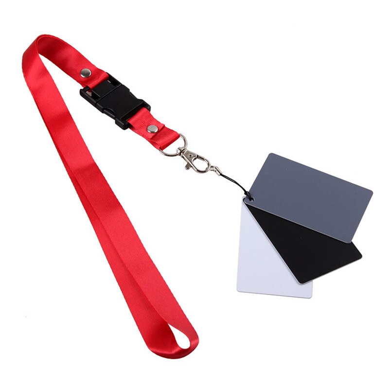 Digital Camera White Balance Card 18% Grey Black White 3 in 1 Pocket-Size Card Neck Strap Set Photo Studio Photography Reflector