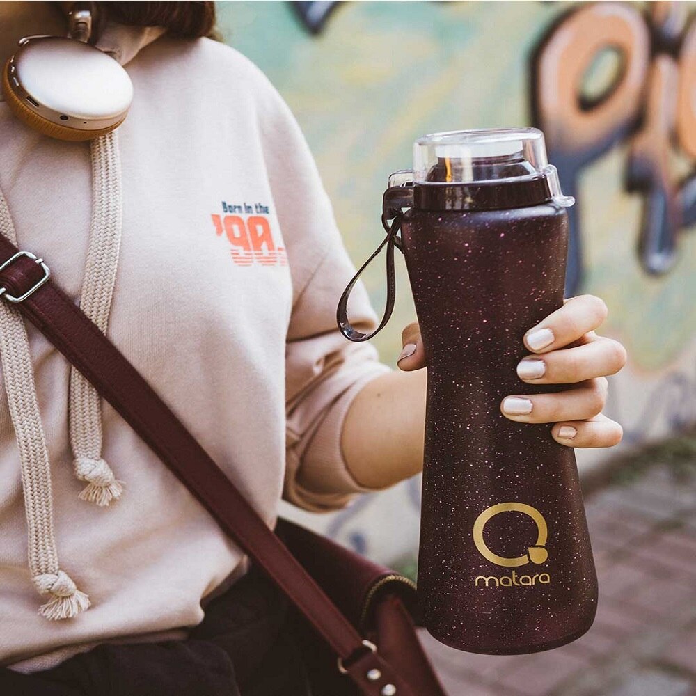 Glass Healthy Drink Bottle 750 ml 25Oz Protein Shake Sports Bicycle Outdoor Travel Botella Portable Leakproof Water BPA Free: DAILY GRANITE PURPLE