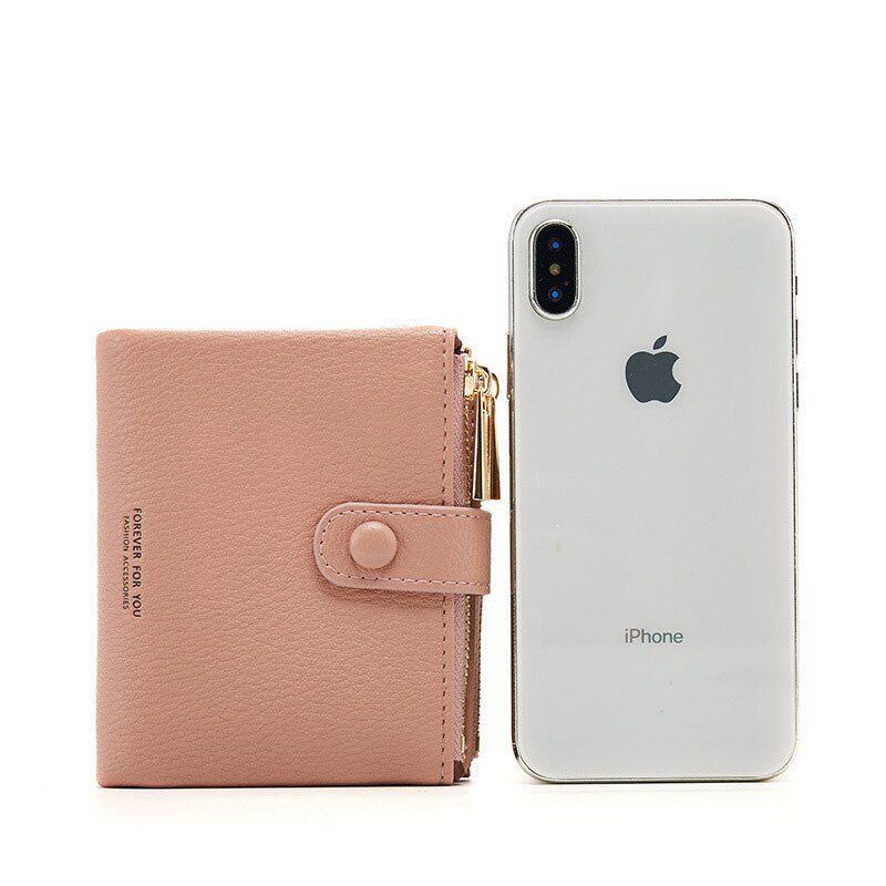 YIZHONG-portefeuille en cuir femme à Double fermeture éclair, porte-monnaie de luxe, court, multi-cartes, petit miroir, pochette