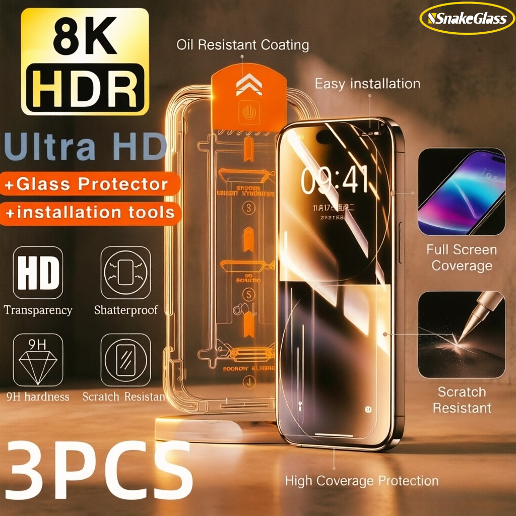 Oleophobe Beschichtung Staubfreier Einfacher Einbau Displayschutz für iPhone 17E 17 16 15Profi 14 13 12 11Profi Max XR 15Plus XS Glas