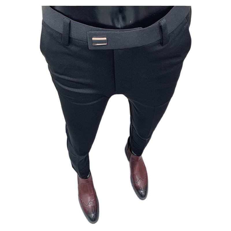Mäns affärsklänning byxor enfärgad slim fit formell kontorsdräkt byxa streetwear fritidsbyxor pantalon homme classique