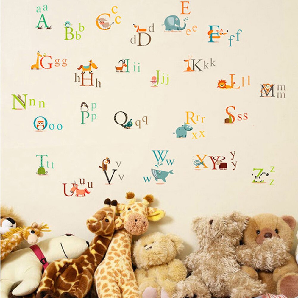 Cartoon Alphabet Sticker Adhesive Wall Sticker Pvc Waterproof Wallpaper Mural DIY Wall Decals Home Poster Kids Room Decor