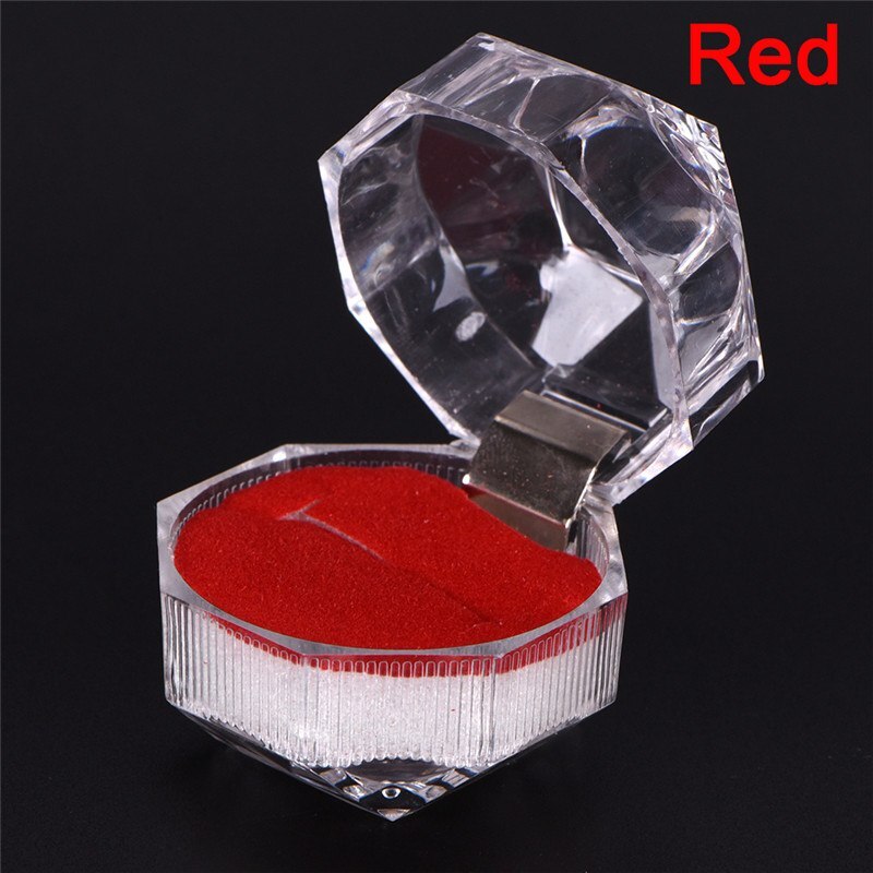 Acrylic Transparent Wedding Packaging Jewelry Box Jewelry Package Ring Earring Box: Red