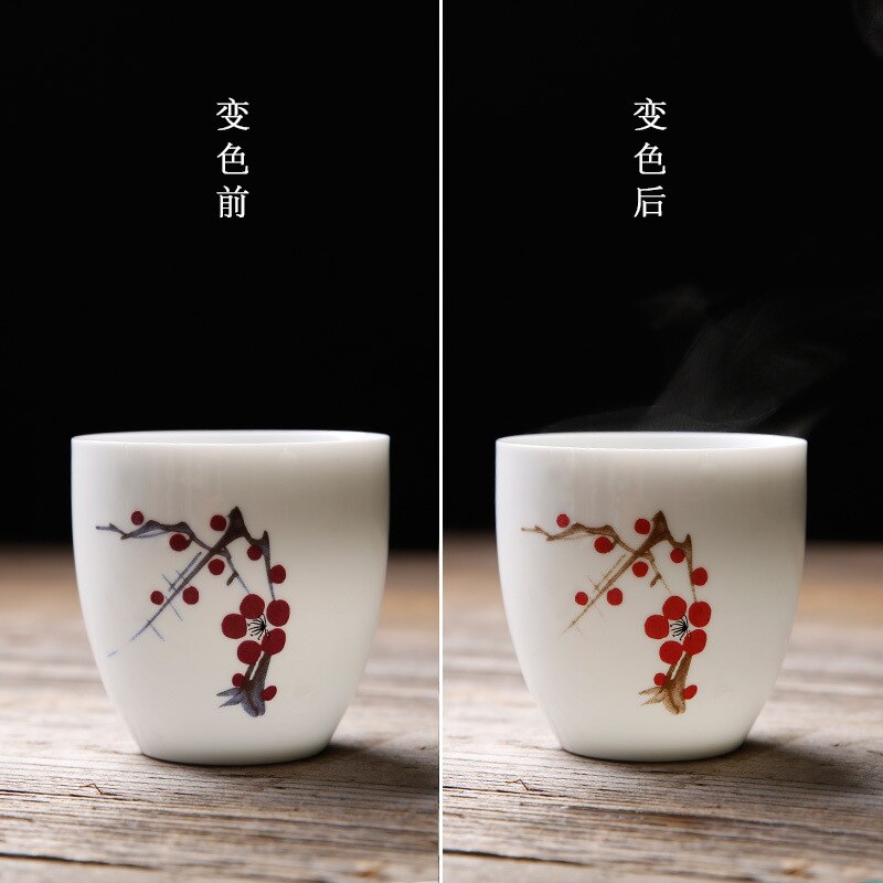 Color changing teacups ceramic tea cups white porcelain large master cup features home hospitality cup: Dark Gray