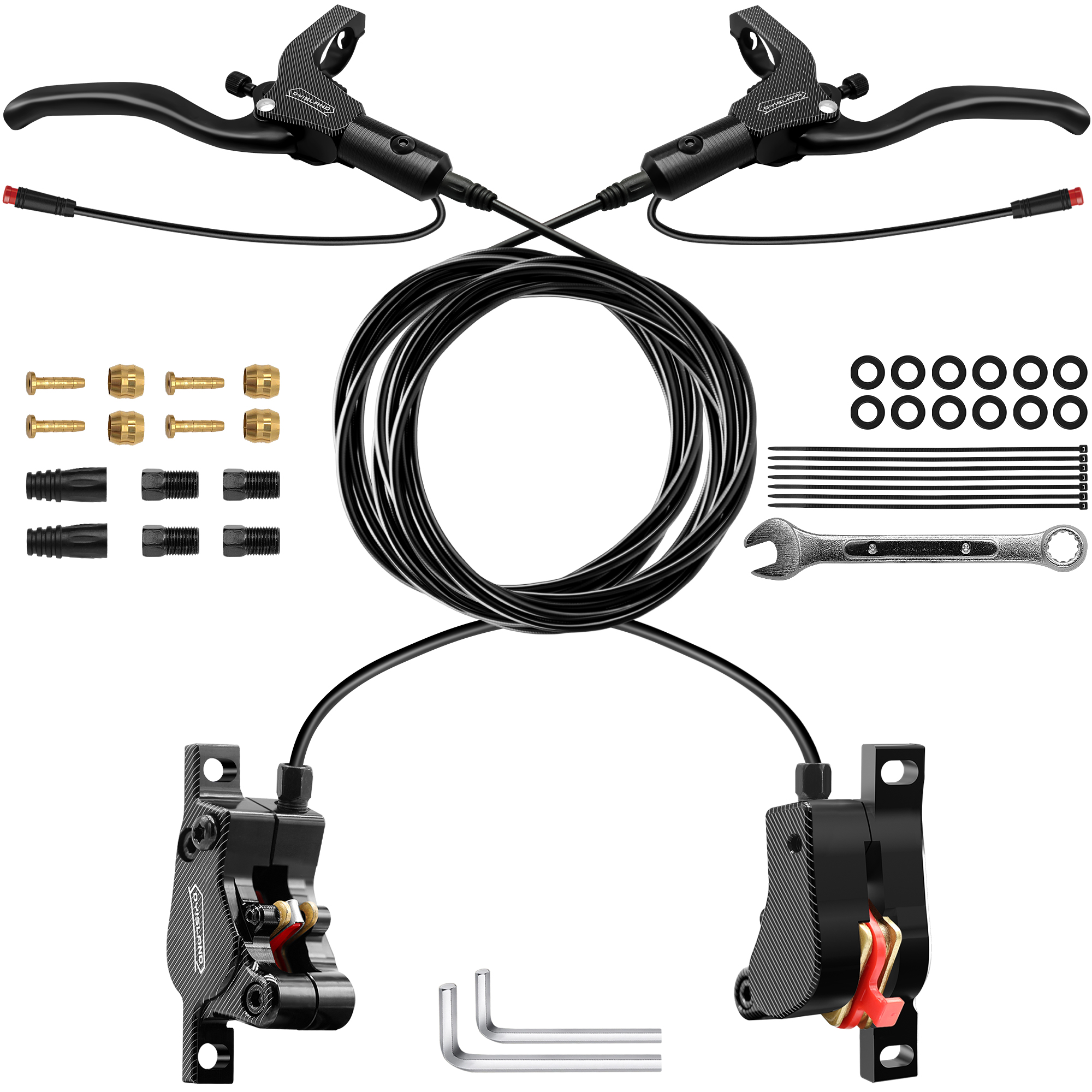 DYISLAND LD200 2 Kolben E-Fahrrad Hydraulische Scheibenbremse einstellen 2Stift Energie aus Elektrische Fahrrad Hydraulische Scheibenbremse Mit Montage Werkzeug: verrotten