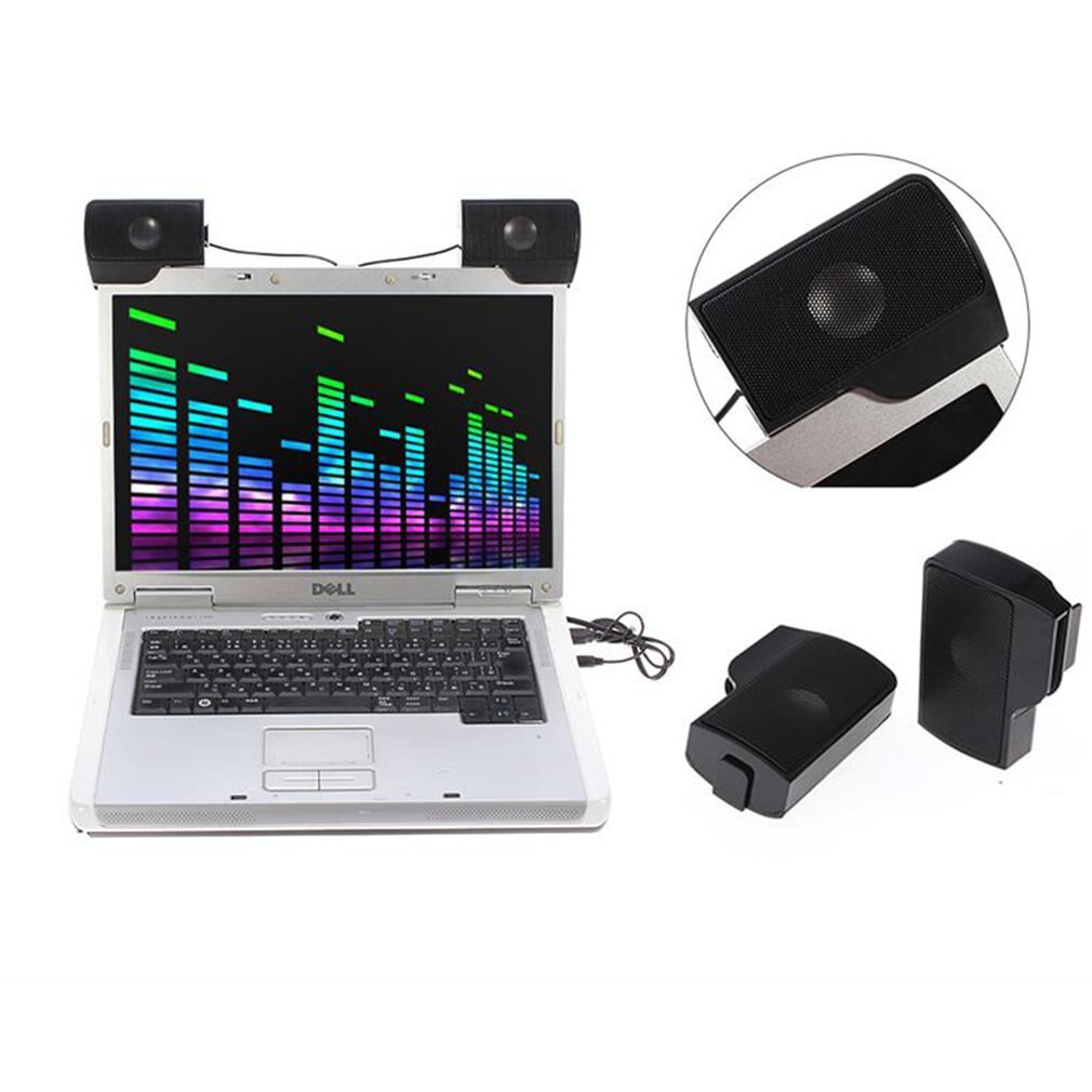 1 Paar Mini Draagbare Clipon Usb Stereo Luidsprekers Lijn Controller Soundbar Voor Laptop Mp3 Telefoon Muziekspeler Pc Met Clip
