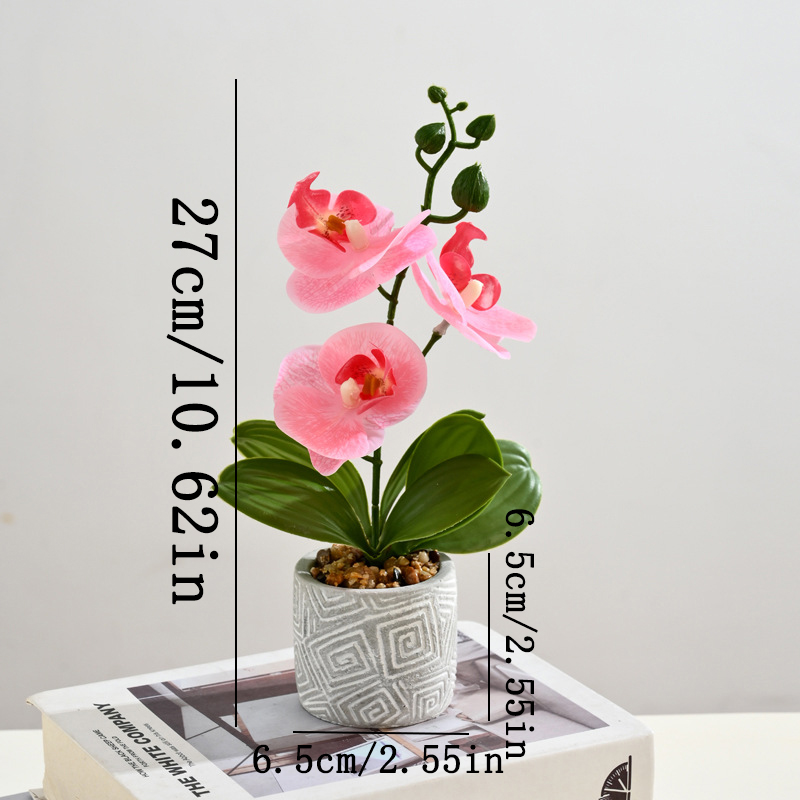 Orchidée papillon simulée, plante artificielle créative en pot, sans arrosage, Table à manger réutilisable, bonsaï décoratif pour la maison et le bureau: GRIS