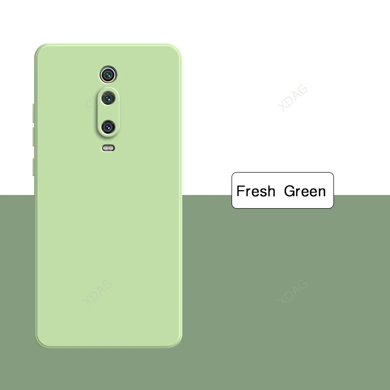 Coque de téléphone portable pour Xiaomi Mi9T Mi 9T Pro Funda 9TPro 5G, flocage interne, double couche en Silicone liquide, couverture arrière douce et originale: POLYESTER / green