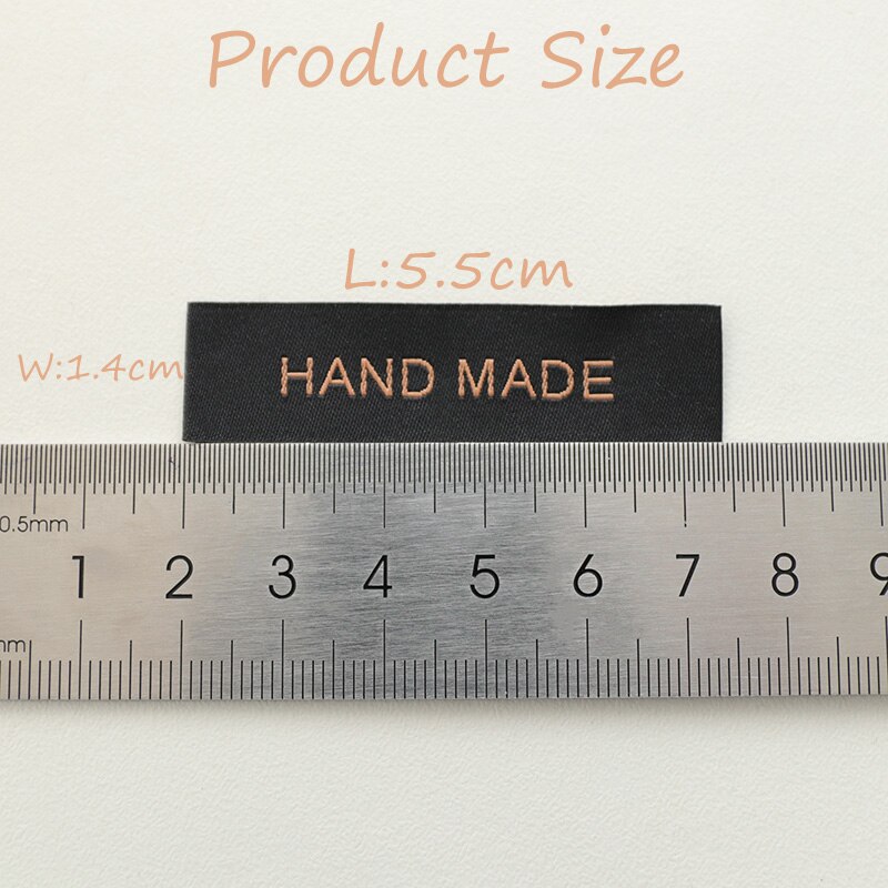 100pz Etichette Etichette di Abbigliamento in Rilievo Fatti A Mano di Stoffa FAI DA TE Etichetta Bandiera etichetta per Abbigliamento Accessori di Cucito Nero Bianco 1.4x5.5cm