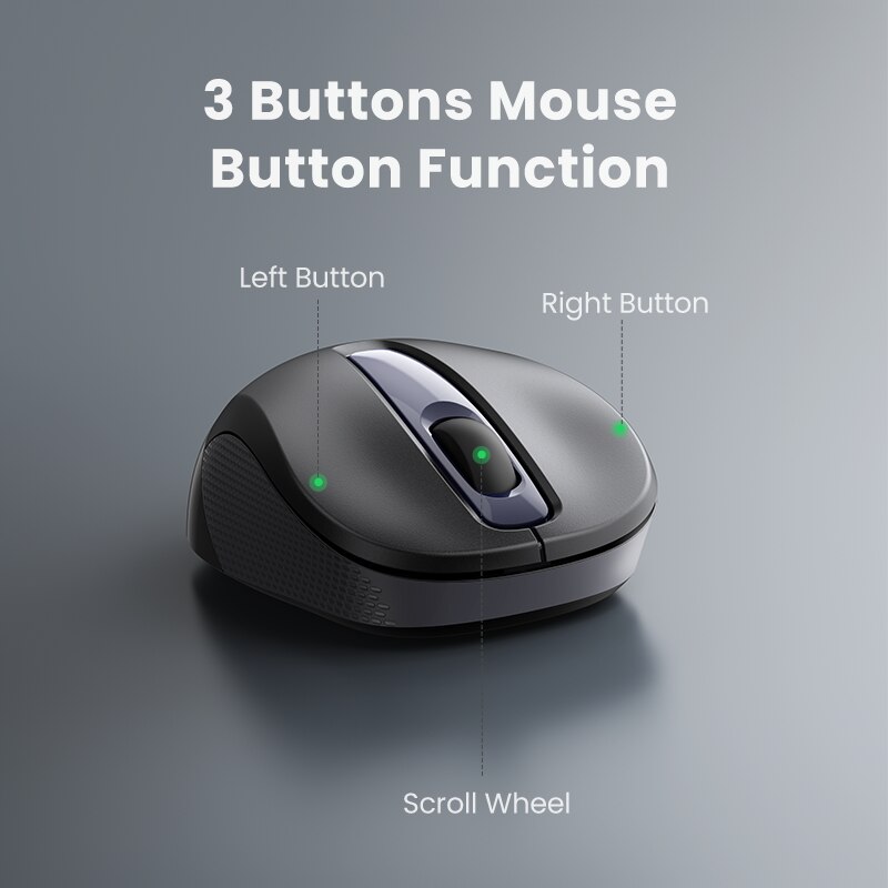 UGREEN Mouse Wireless Ergonomic Shape Silent Click 2400 DPI For MacBook Tablet Computer Laptop PC Mice Quiet 2.4G Wireless Mouse
