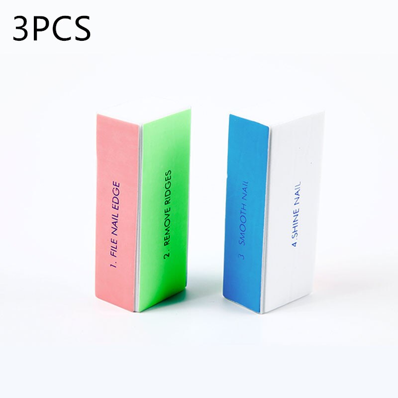 1/3 Pcs Nail Files 4 Sides Sponge Nail Buffer Block Polishing Sanding Block Tools for Nail Art With Gel Nail Art For: 3Pcs