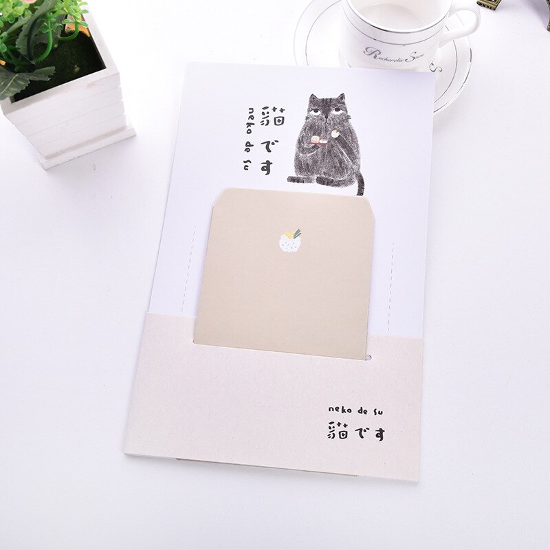 9pcs/Set 3 envelopes + 6 sheets letter paper Various Cartoon Cat Series Envelope For Korean Stationery: C