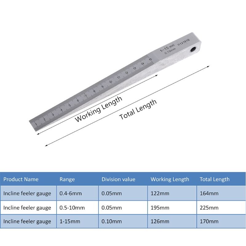 1-15mm 0.5-10mm 0.4-6mm Wedge Feeler Gauge Crack Flatness Layout Insert Wedge Gauge Welding Taper Measure Tool Caliper