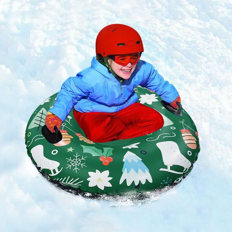 Floated Skiing Board PVC Winter Inflatable Ski Circle With Handle Durable Children Adult Outdoor Snow Tube Skiing Accessories