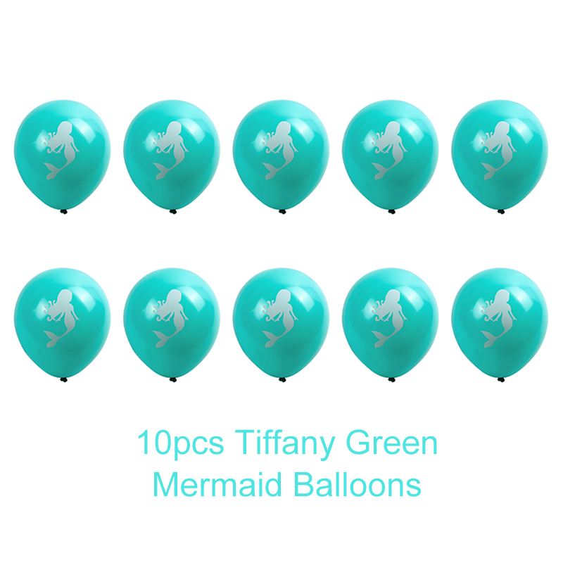 Glitter Mermaid Theme Banner Balloon Decorations Happy Birthday Birthday Mermaid Party Tiffany Blue Purple Banner Balloons: 10pcs Tiffany Green