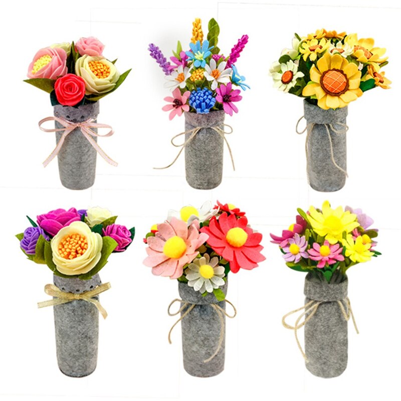 Håndlavet ikke-vævet stof blomster materiale kit diy simulering buket dekoration filt blomster ornamenter håndlavet materiale pakke