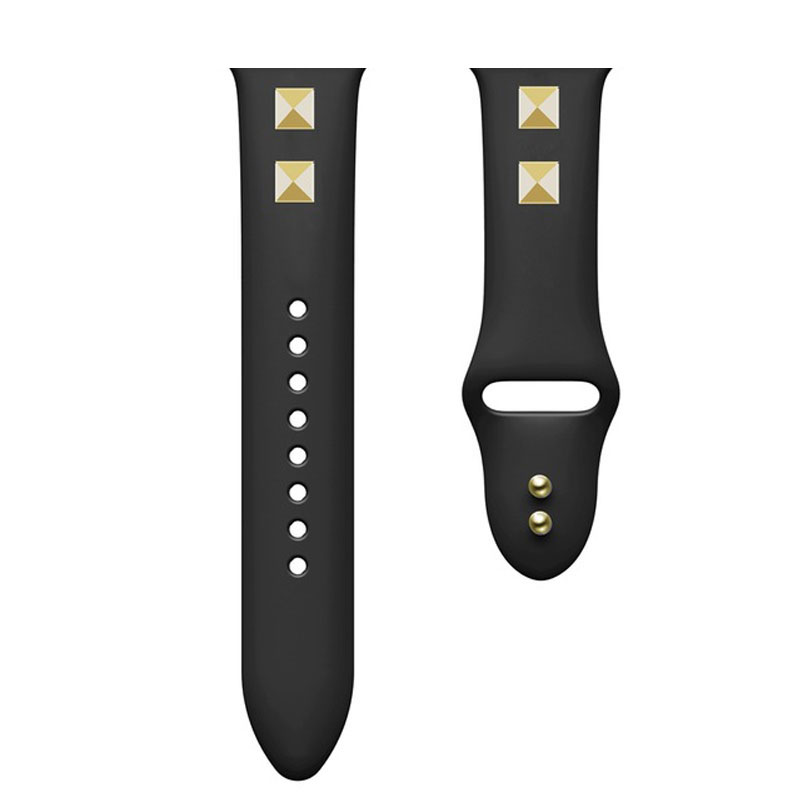 Silikonebesat rem til apple watch series 6 5 4 3 2 rem til iwatch silikone rem punk nitte stil 38mm 40mm 42mm 44mm rem: Sort gul / 12mm