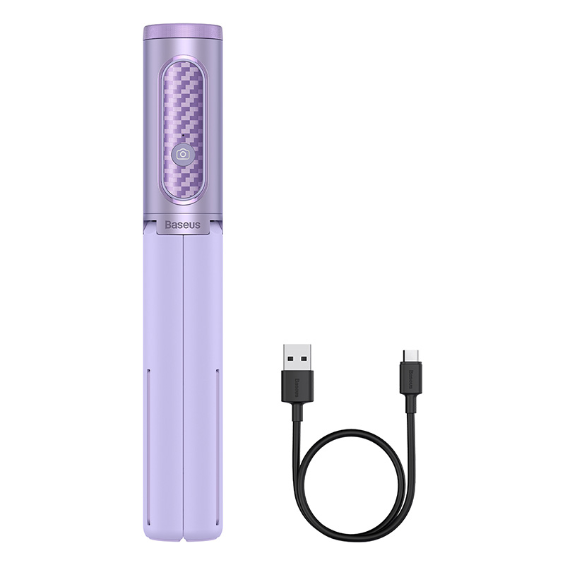Baseus Selfie Stick Wireless Bluetooth Tripod for phone Extendable Monopod with Bluetooth Remote Mobile Phone Holder Stabilizer: Purple