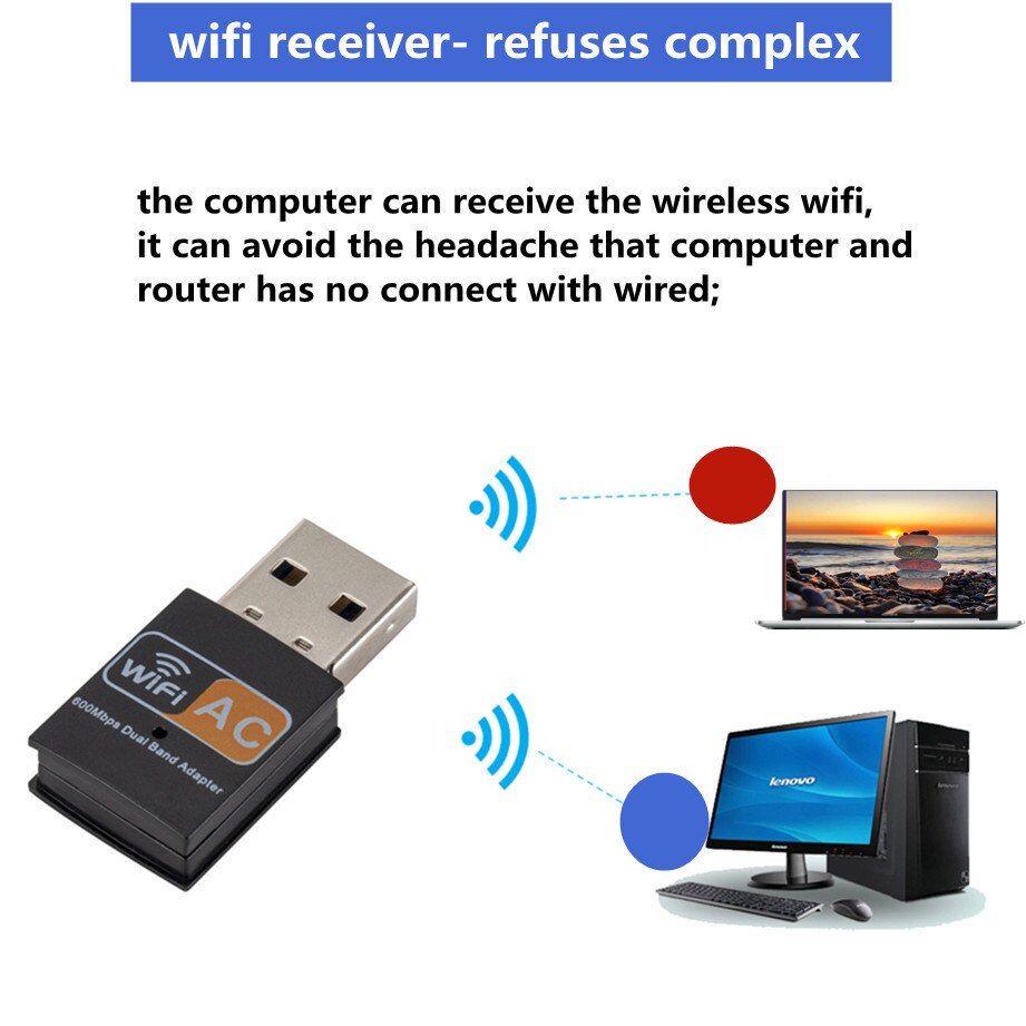 Grwibeou usb wifi adapter dual band 600mbps 2.4G 5G HZ wireless pc adapter 802.11ac wifi receiver transmiter support windows