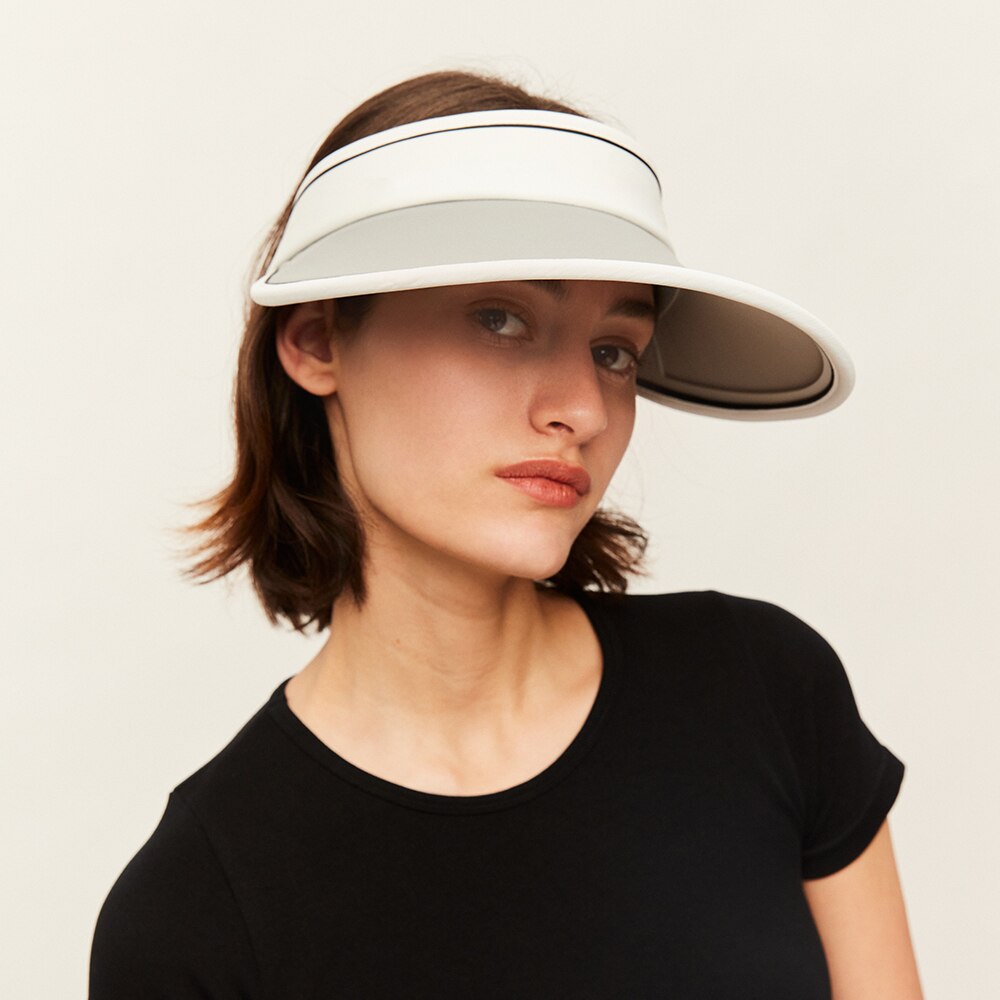 OhSunny Sun Visor Caps Sun Protection Anti-UV Sun Hats for Women Sports UPF50+ Sunscreen Unisex Panama Chapeu Feminino Cycling: Gray White