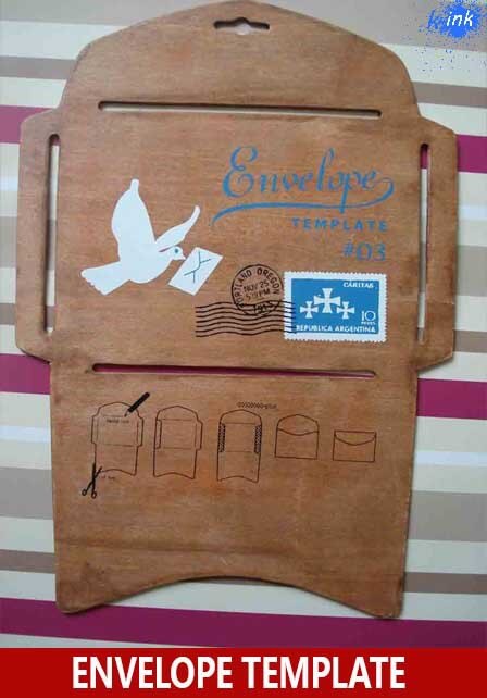 houten envelop template, envelop stencil, houten envelop mould voor maken enveloppen met handleiding
