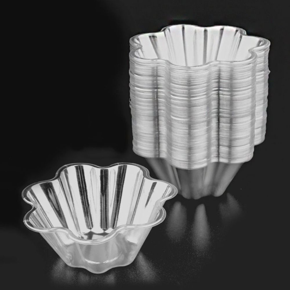 50 plastikowe kubki do lodów w kształcie kwiatka, przezroczyste, jednorazowe, pogrubione, 250ml/300ml kubki do deserów, jogurt: Szary