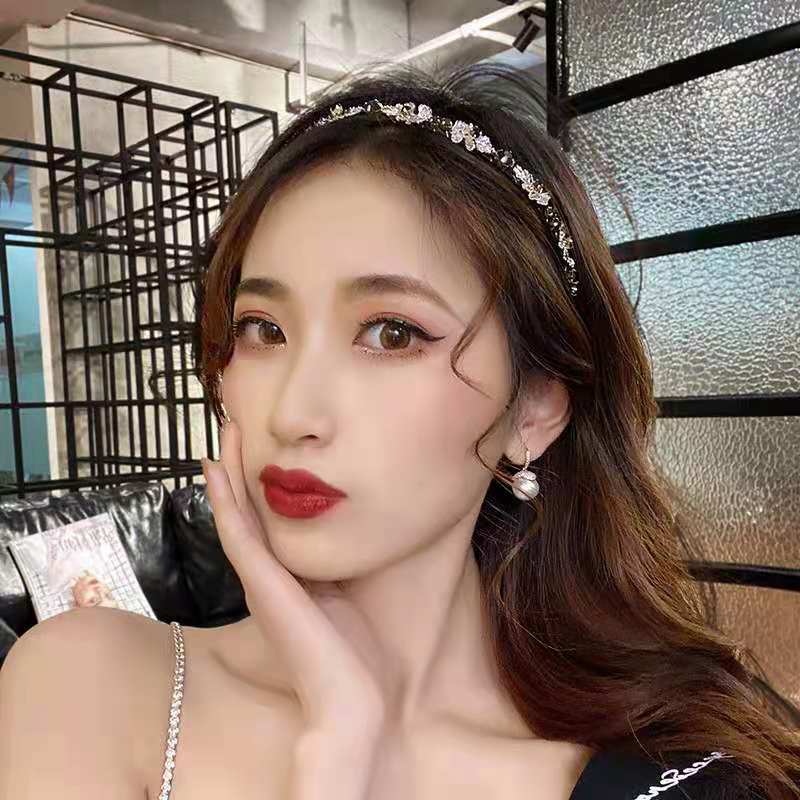 Crystal Leaves Headbands Korean Rhinestone Retro Hairbands Women Crown Hoop Accessoires Femme