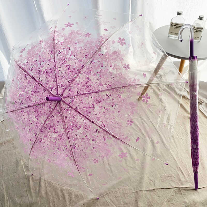 Parapluie pliant Transparent coupe-vent, grand format, léger, mignon, pour mariage, plage, vêtements de pluie BY50YS: Bleu