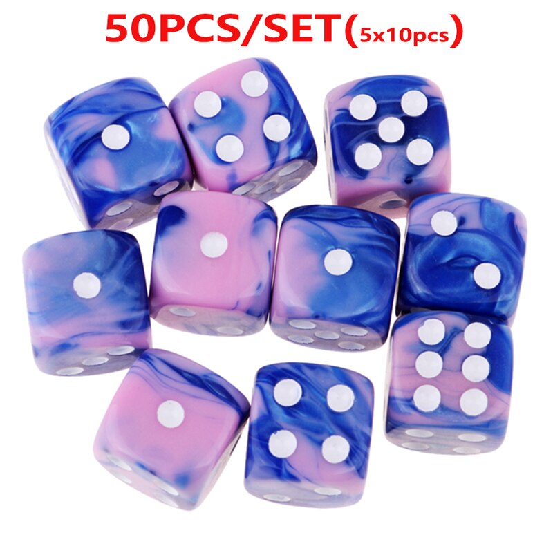 Juego de dados acrílicos poliédricos de 6 caras, 25/50/100 piezas, dados de esquina redonda de 16mm con Pips dorados para juegos de mesa, enseñanza de matemáticas: PB