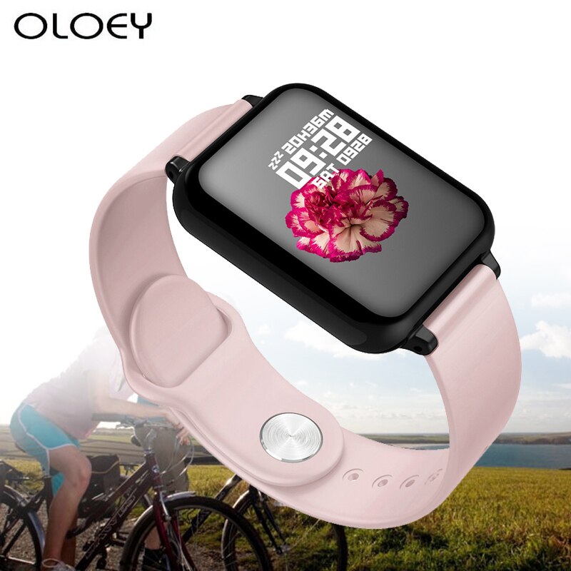 Smart Horloge Vrouwen Kleur Screen IP67 Waterdichte Sport Voor Iphone Smartwatch Hartslagmeter Bloeddruk Functies Voor Mannen