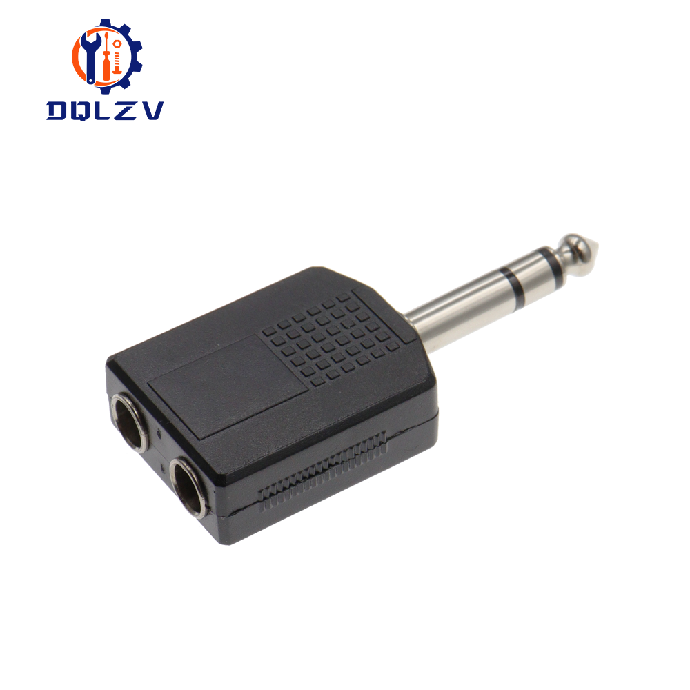 Estéreo Mono 1/4" Y Splitter Adaptador de audio Divisor 6.35 Macho Jack a 2 Hembra 6.35: Gris oscuro / Bajo 5 Unids