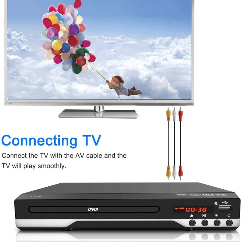 Draagbare Dvd-speler voor TV Home Ondersteuning Usb-poort Compact Multi Regio DVD/SVCD/CD Speler met Afstandsbediening controle