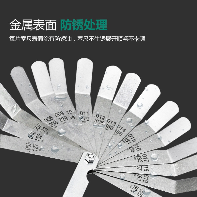 High precision 15pcs Feeler clearance feet monolithic valve plug gauge stainless steel 0.127-0.508mm thickness measuring taper