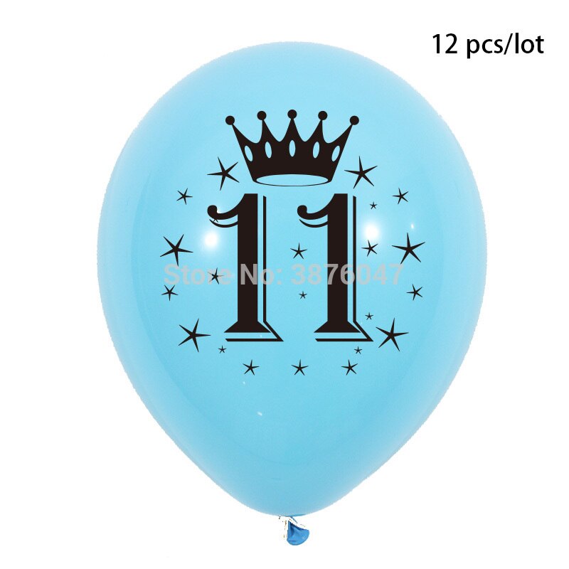 12 Stks/partij 11 12 13 14 15 Jaar Verjaardag Ballon Kids Jongen Meisje Verjaardagsfeestje Decoraties Gelukkige Verjaardag Verjaardag Ballonnen: Blue 11