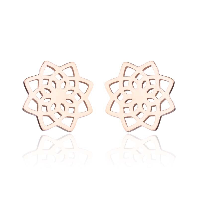 Rvs Leuke Zwarte Kleur Lotus Bloem Kleine Stud Oorbellen Charm Bloem Oorbellen voor Vrouwen Kids Jewelry: rose gold