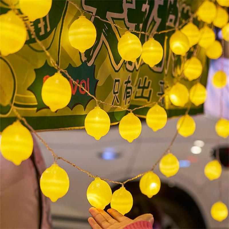 2023 Año USB Frutas Limón Luces de cadena LED Atmósfera interior Decoración navideña Luces de batería Impermeable 092