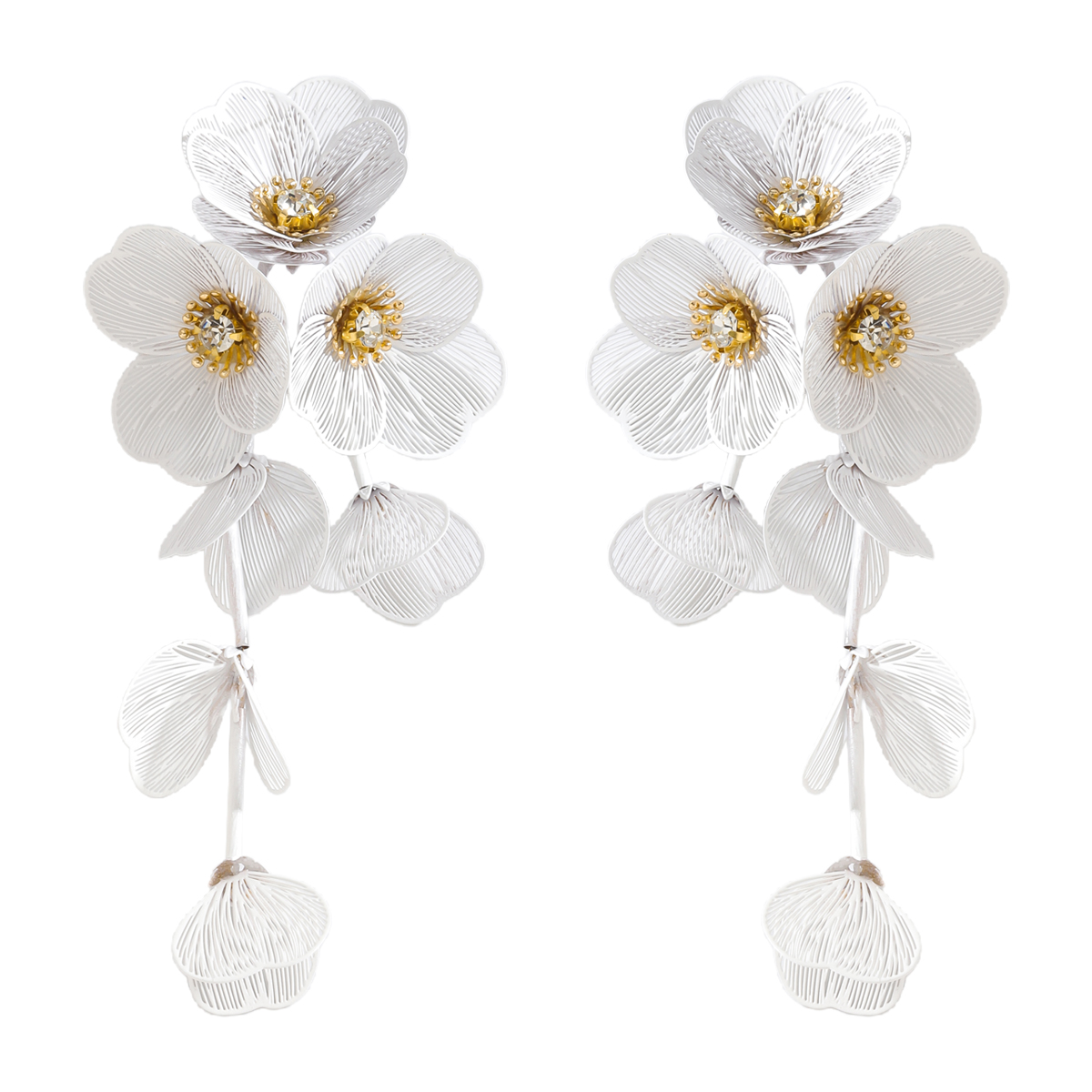 Vedawas boucles d'oreilles fleur, bohême Maxi tissu 3D fleur charme couche grand tissu fait à la main clou Floral femmes boucle d'oreille bijoux de mariage: Couleur or pur