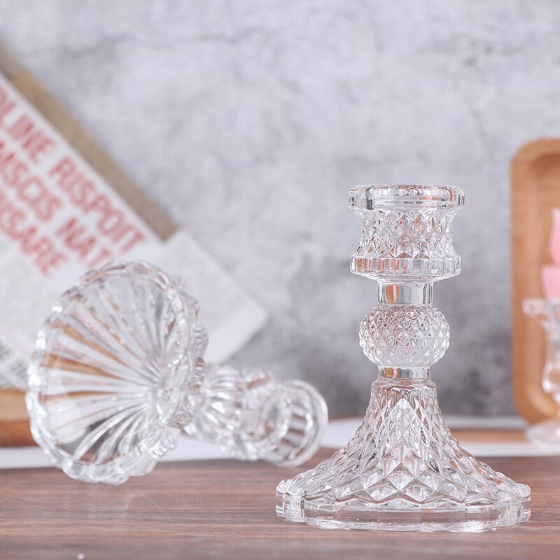 7.7 x 10cm glas ljushållare för värmeljus retro glas ljusstake romantisk fest middag bröllop dekoration heminredning